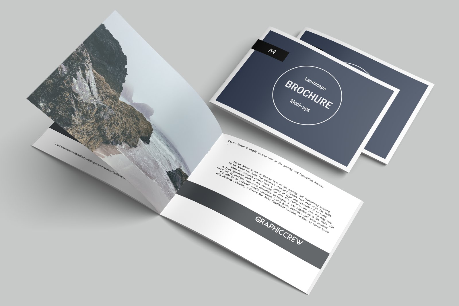 Free landscape brochure mockup made in seven high resolution psd files. Free A4 Landscape Brochure Mockup