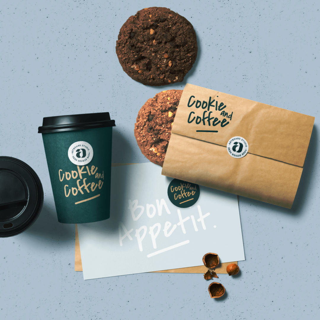 Photoshop mockup to showcase your designs in modern way. Cafe Branding Mockup Scene